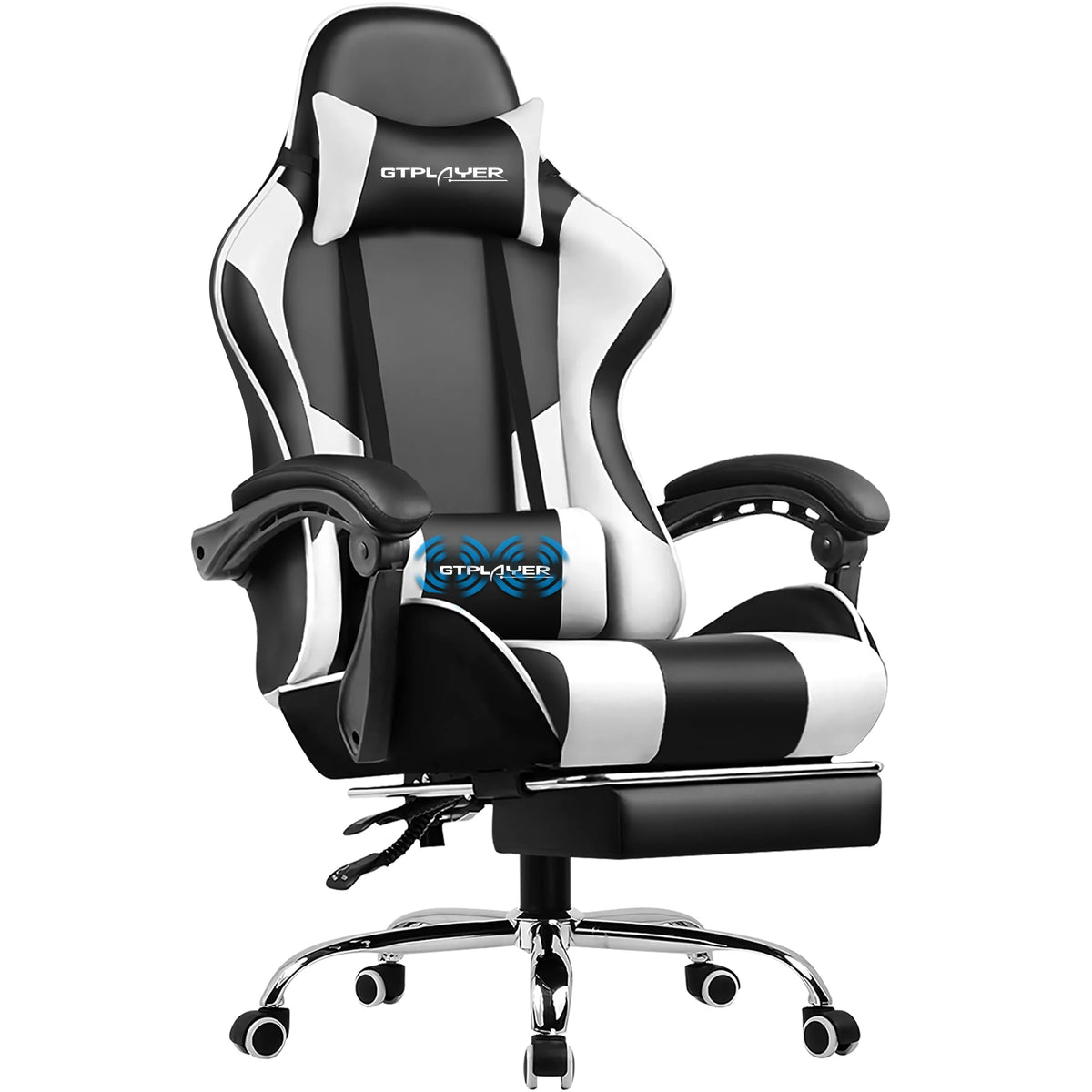 GTPLAYER Gaming Chair With Footrest, Lumbar Support And Headrest