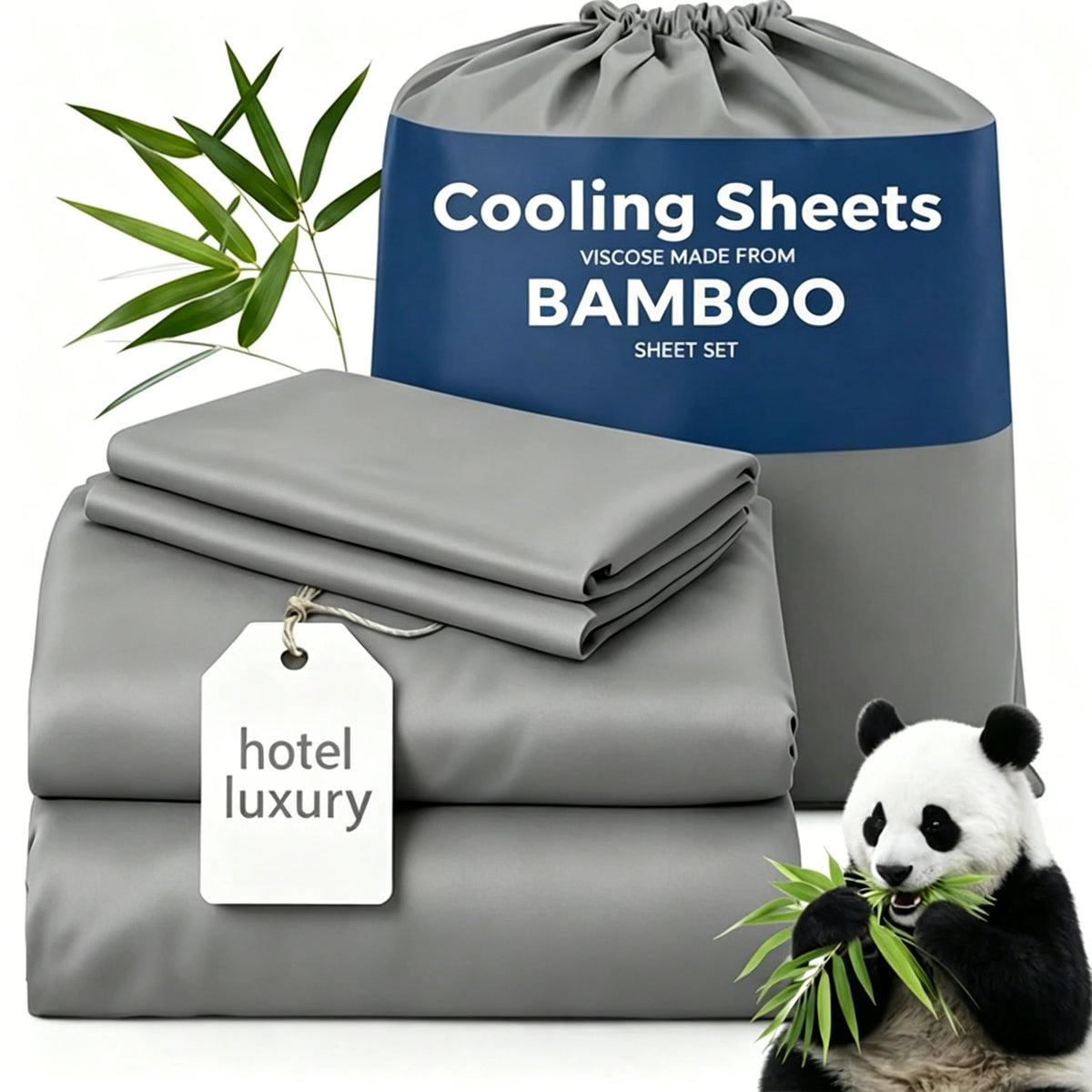 Bamboo Viscose Cooling Sheet Set With Deep Pocket Fitted Sheet