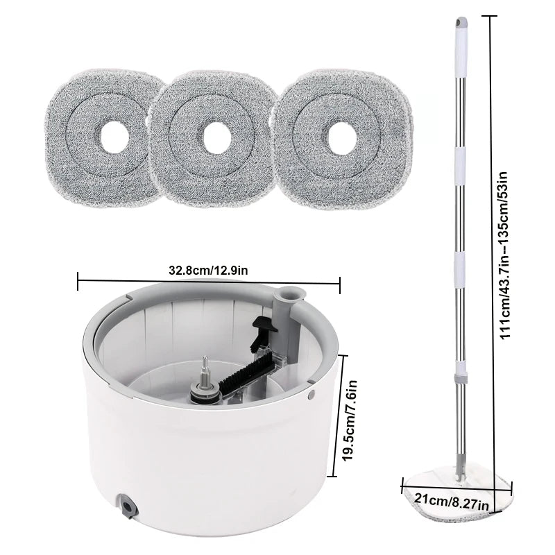 Round Self Wringing Spin Mop Bucket Set With Water Separation