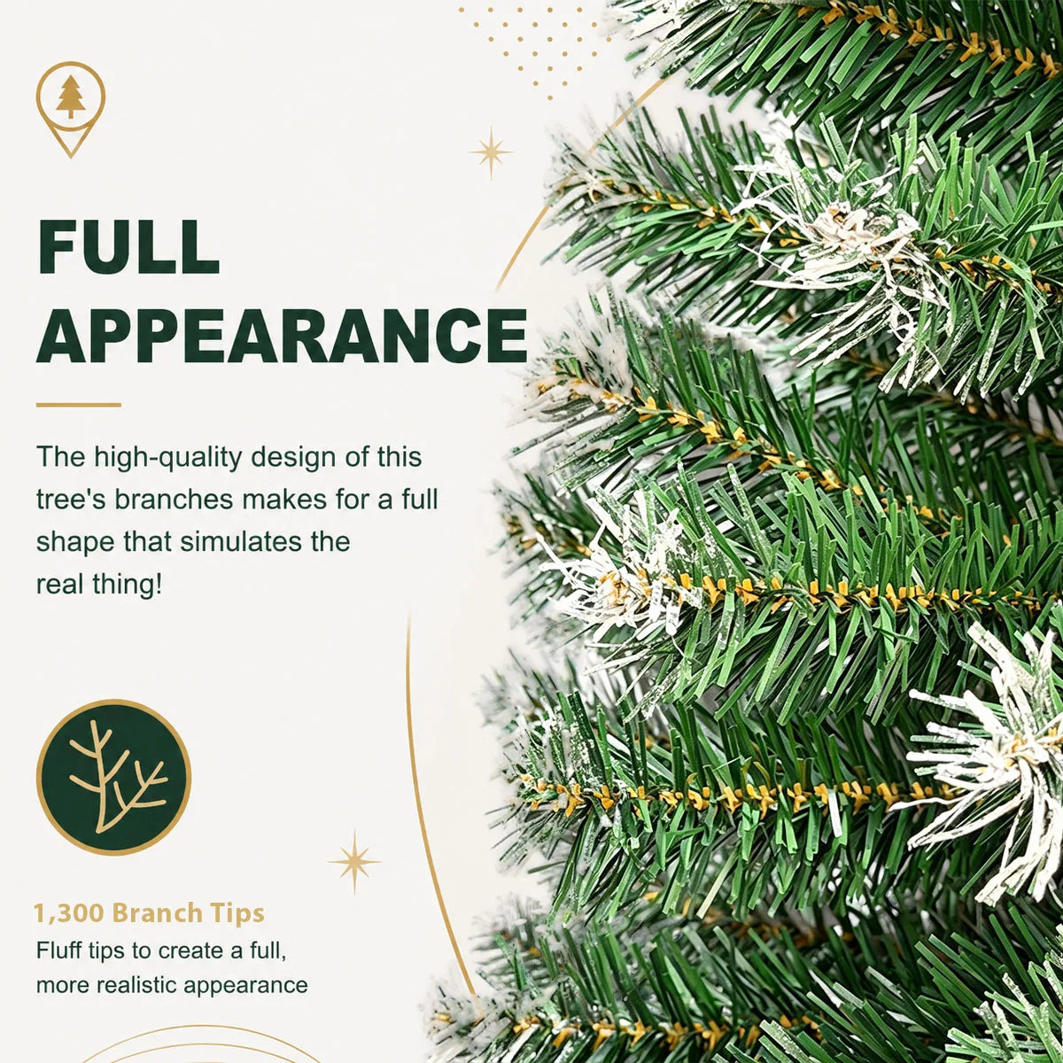 Flocked Artificial Tree With Foldable Metal Base for Holiday Decor