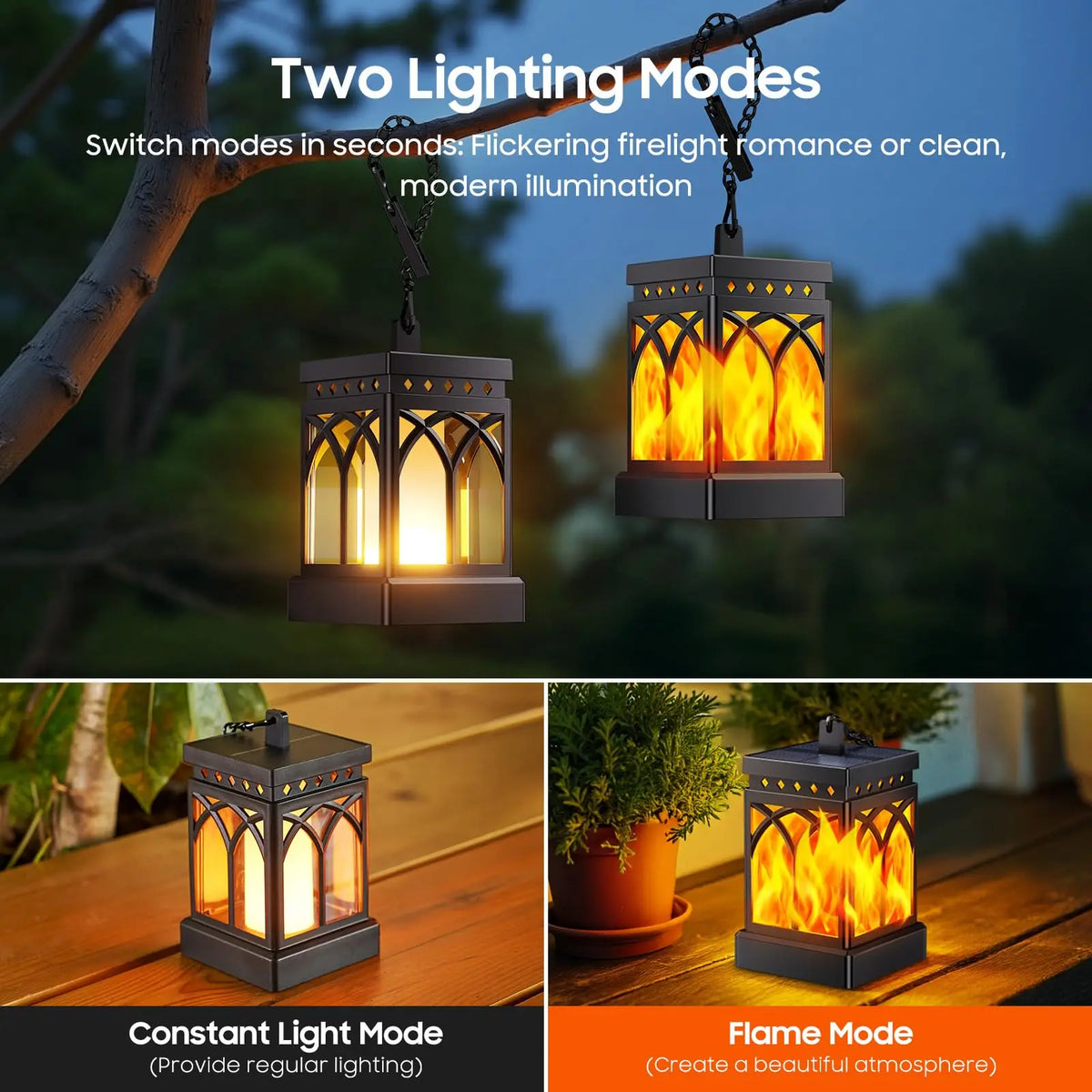 Waterproof Outdoor Solar Lanterns With LED Lights Automatic On Off