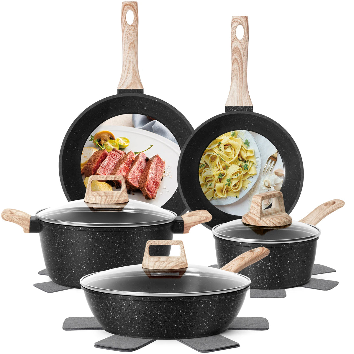 Non Stick Granite Cookware Set With Ceramic Pots And Pans