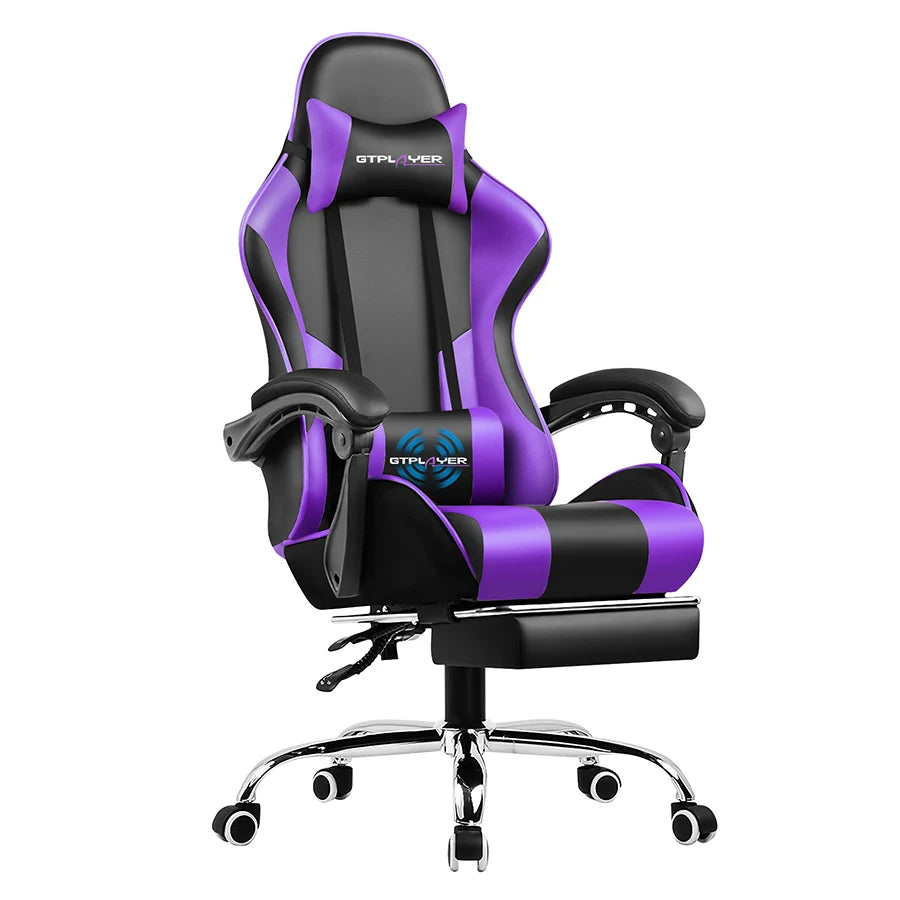 GTPLAYER Gaming Chair With Footrest, Lumbar Support And Headrest