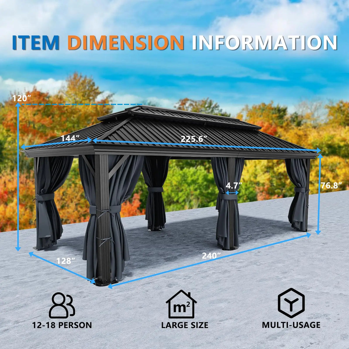Tooluck Hardtop Gazebo with Steel Roof and Reinforced Aluminum Frame