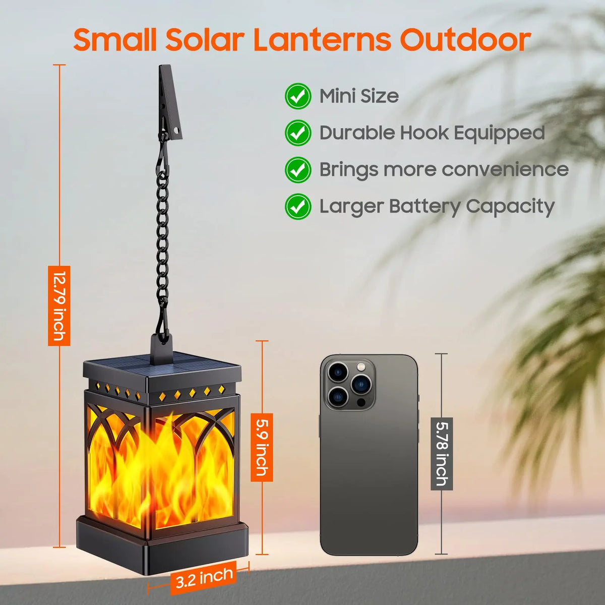 Waterproof Outdoor Solar Lanterns With LED Lights Automatic On Off