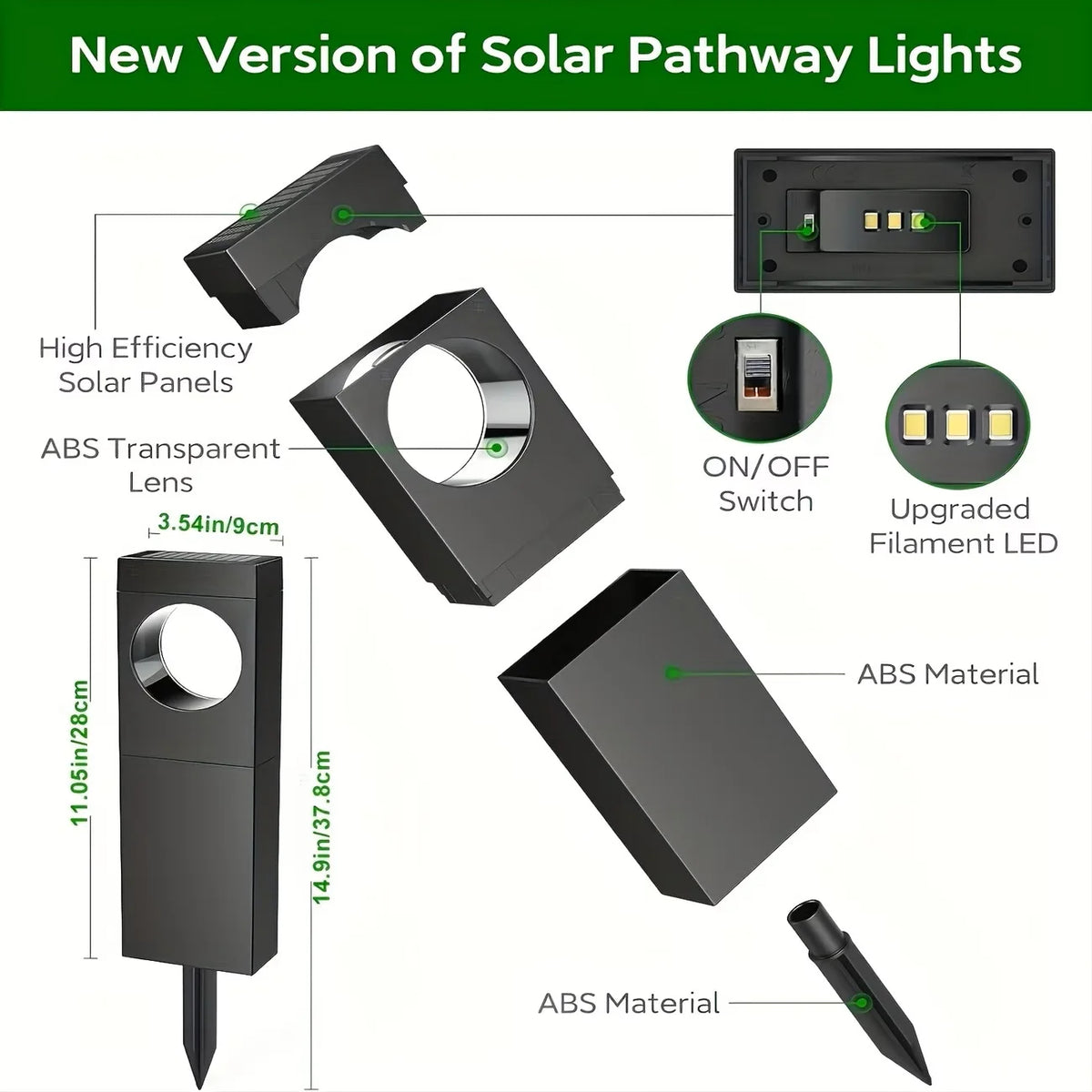 Solar Pathway Lights Outdoor Waterproof LED Garden Lighting for Yards and Patios