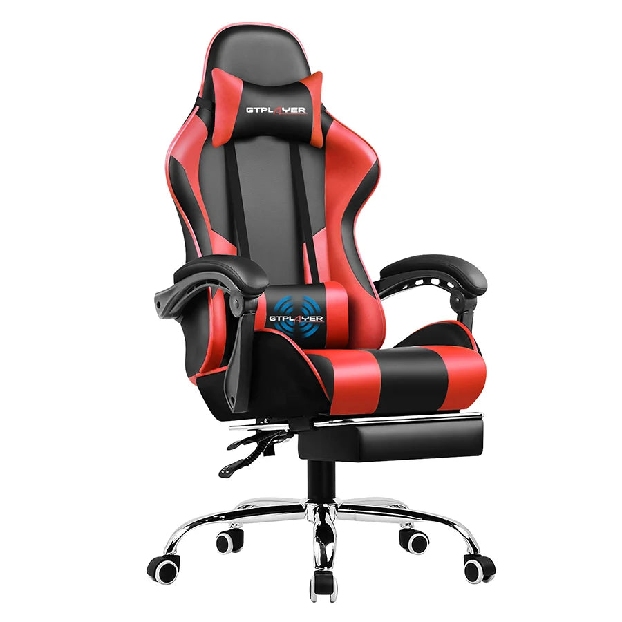 GTPLAYER Gaming Chair With Footrest, Lumbar Support And Headrest