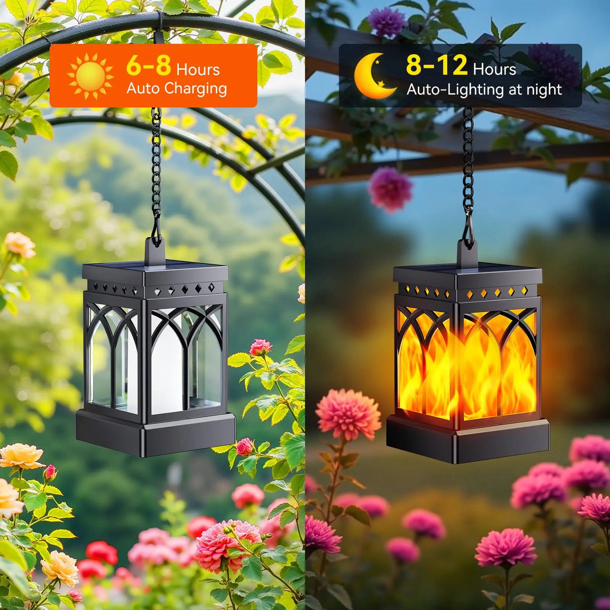 Waterproof Outdoor Solar Lanterns With LED Lights Automatic On Off