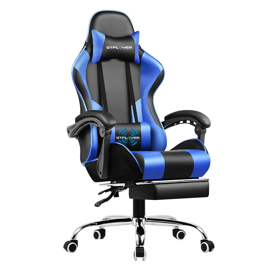 GTPLAYER Gaming Chair With Footrest, Lumbar Support And Headrest