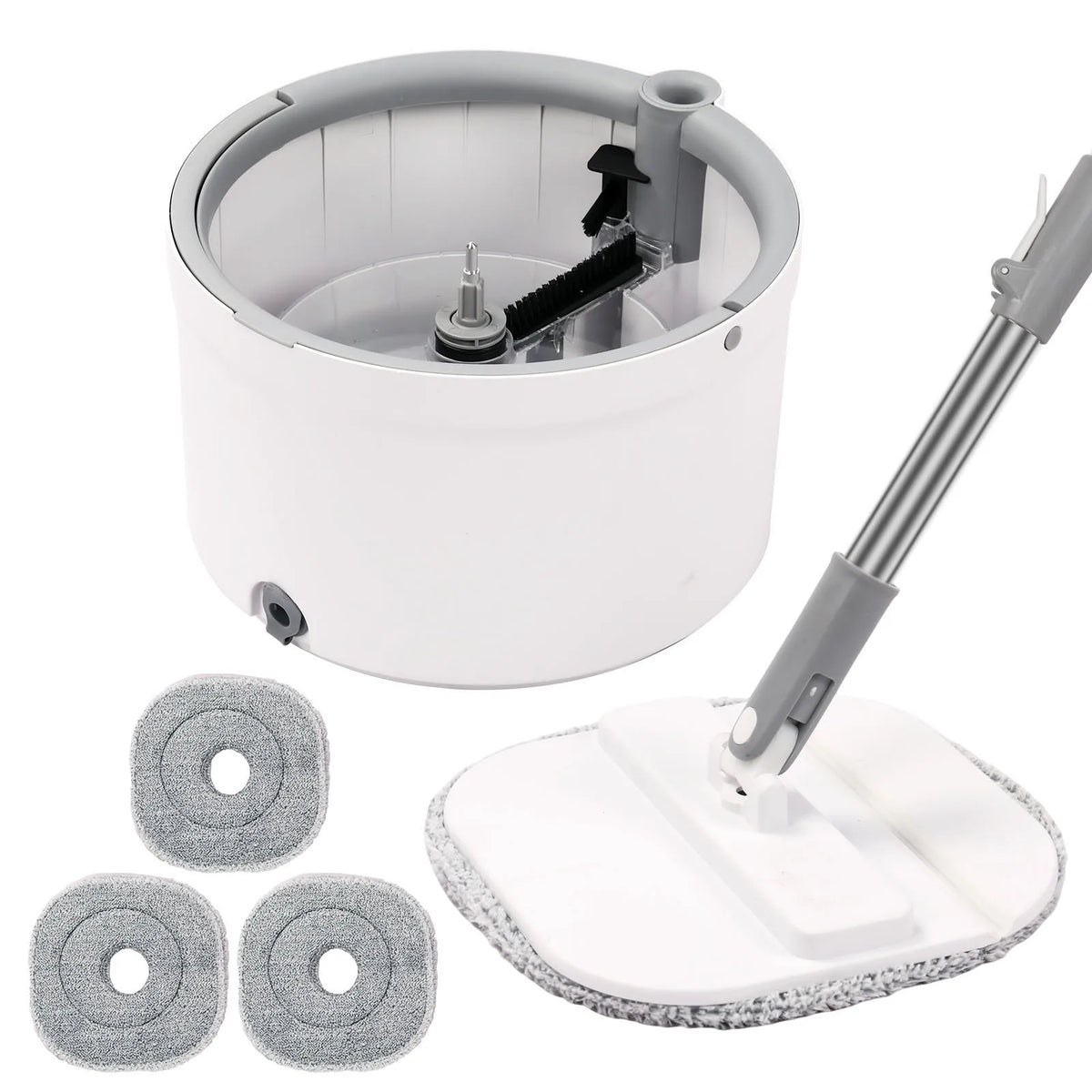 Round Self Wringing Spin Mop Bucket Set With Water Separation