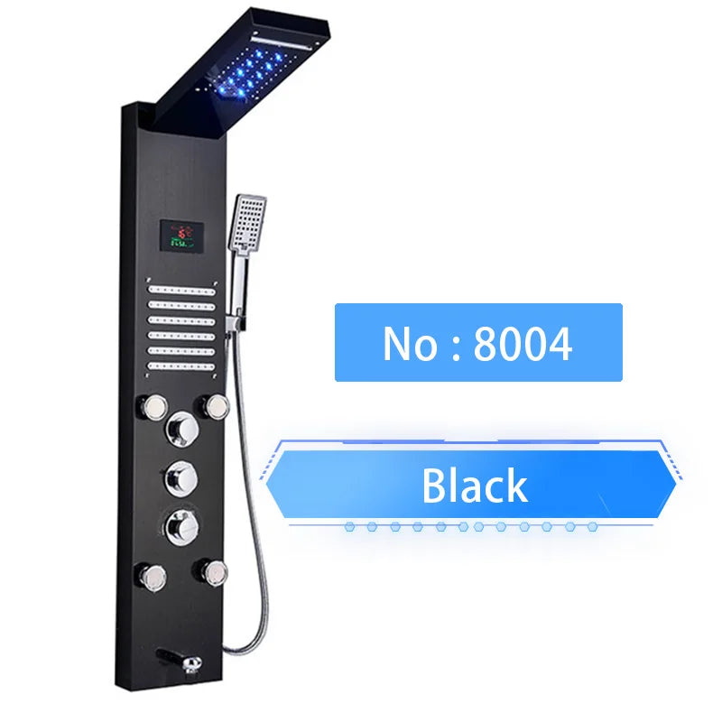 Shinesia LED Shower Panel With Massage Jets And Rainfall Faucet