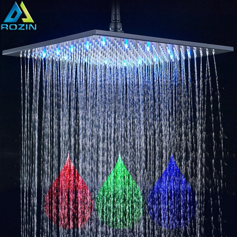 Rozin Brass LED Rainfall Shower Head With Wall Mount Design