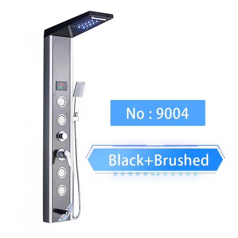 Shinesia LED Shower Panel With Massage Jets And Rainfall Faucet