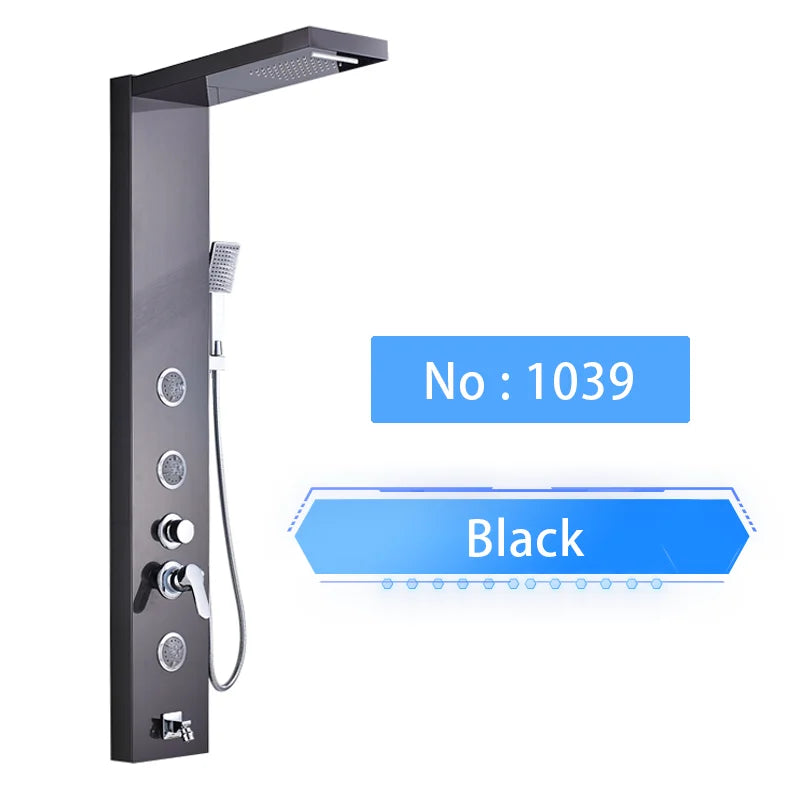 Shinesia LED Shower Panel With Massage Jets And Rainfall Faucet