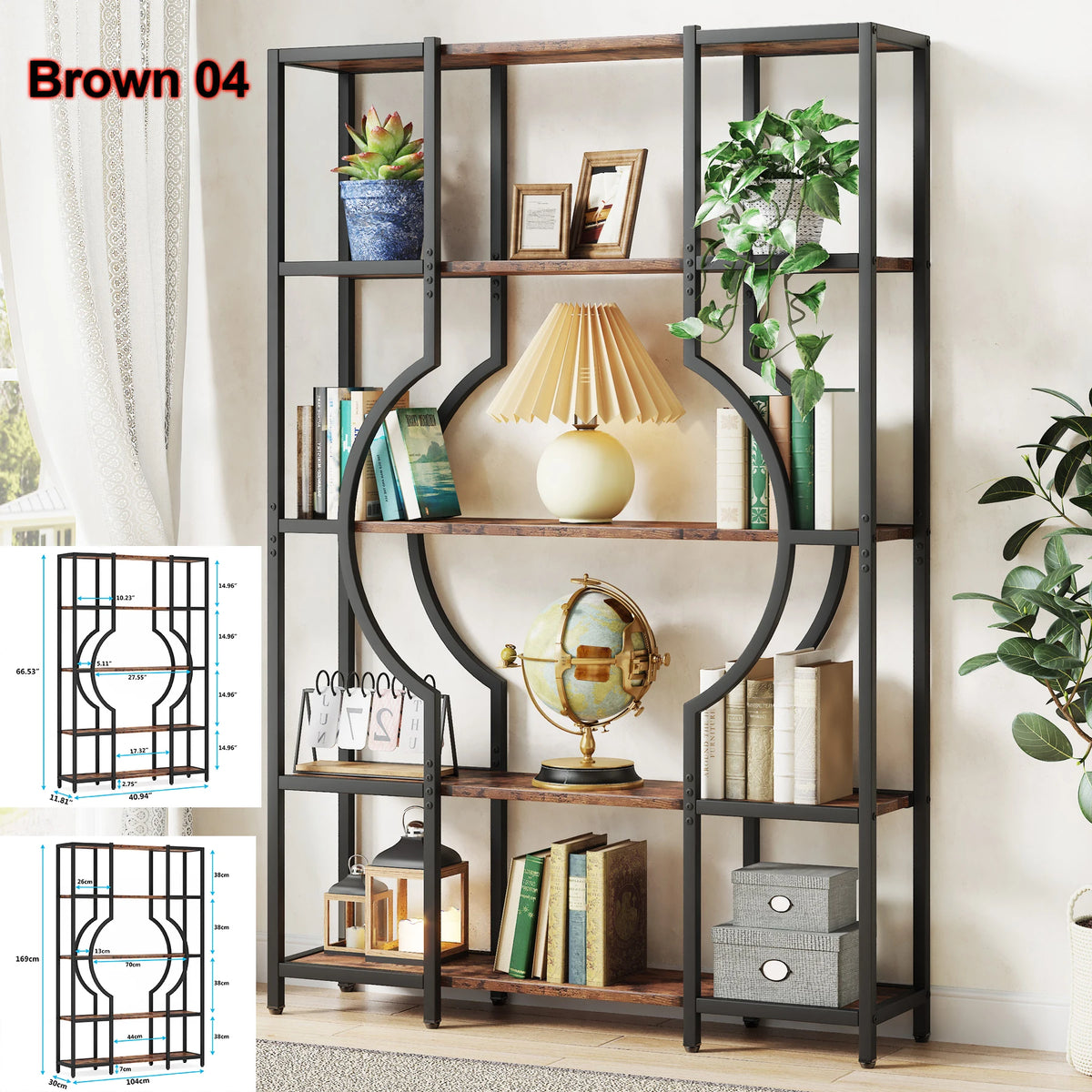 Tribesigns Industrial Etagere Bookcase And Storage Organizer