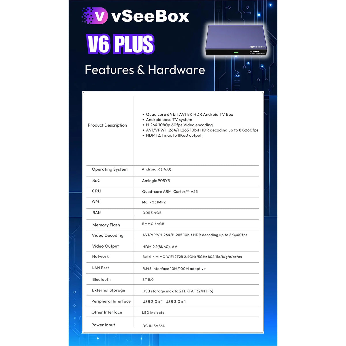 vSeeBox Android TV Streaming Box With Voice Control