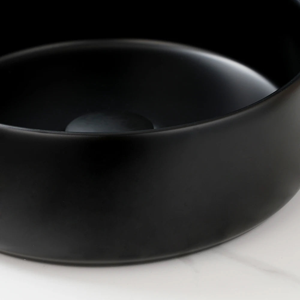 MEKKHALA Round Ceramic Above Counter Bathroom Sink With Faucet Set