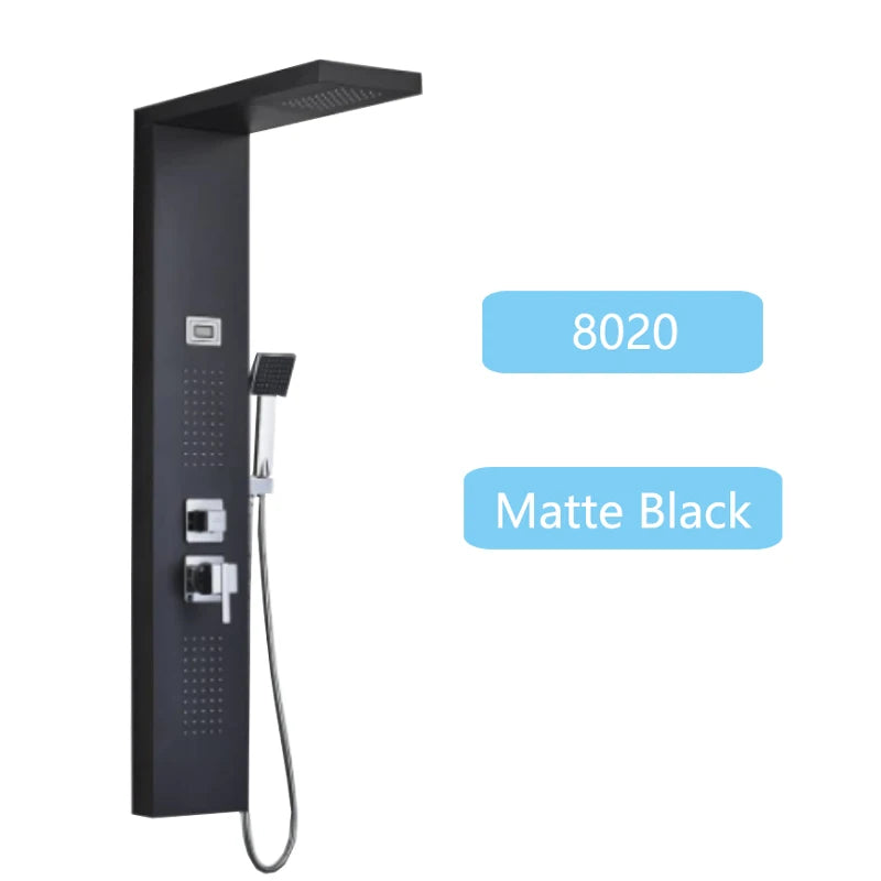 Shinesia LED Shower Panel With Massage Jets And Rainfall Faucet