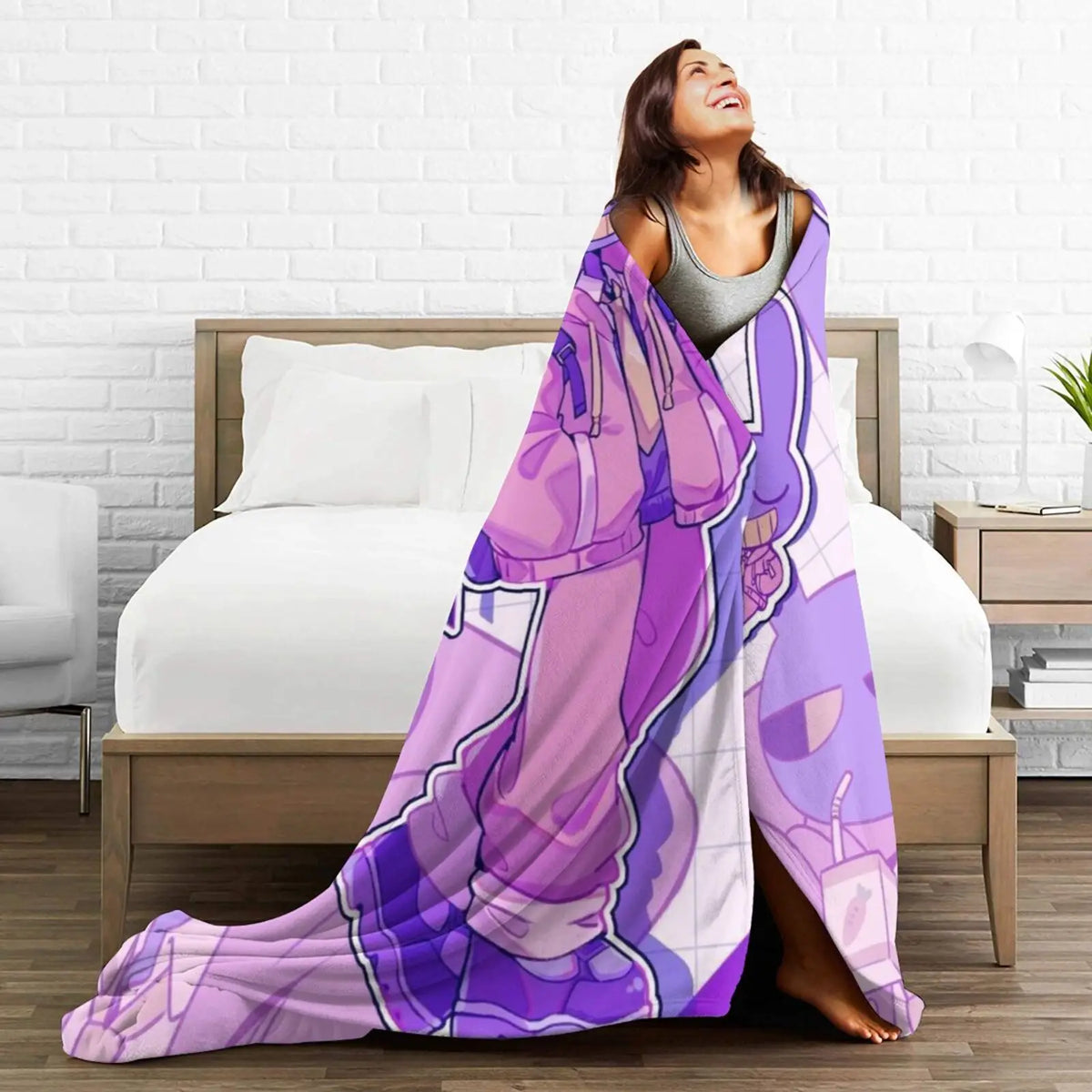 Amazing Digital Anime Circus Cozy Flannel Game Theme Throw Blanket