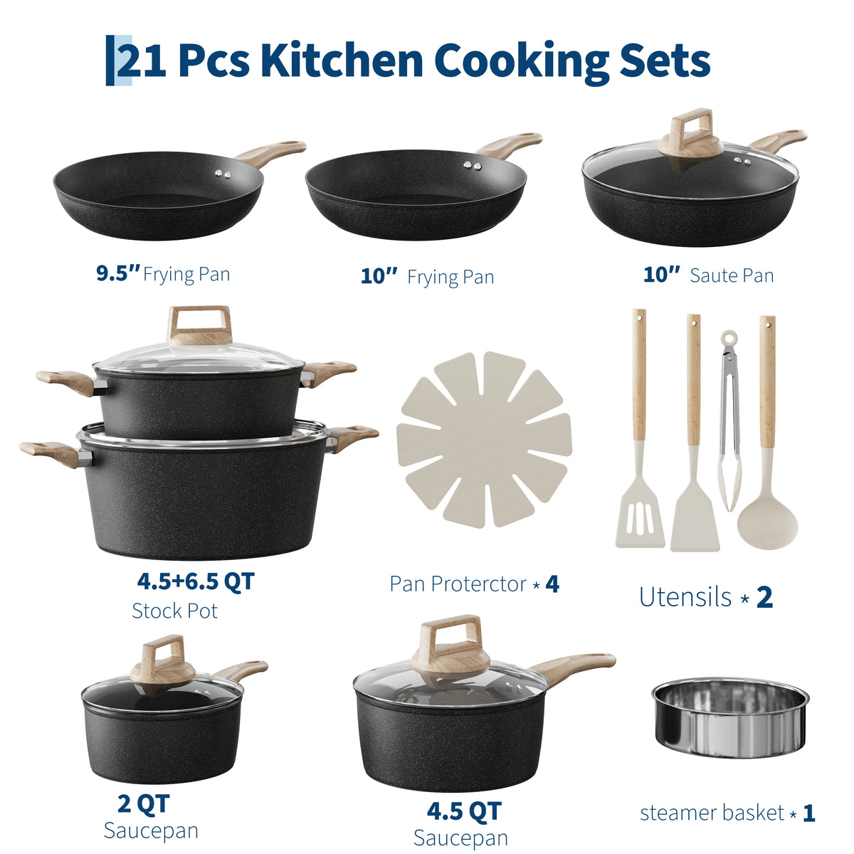 PFAS Free Ceramic Nonstick Cookware Set With Induction Compatibility