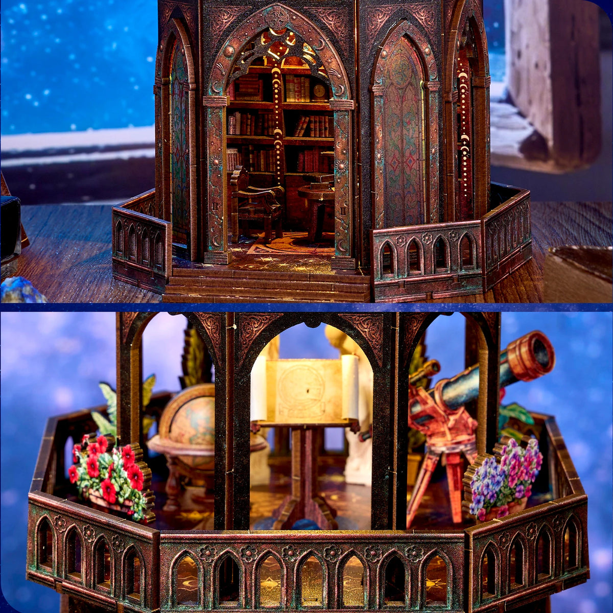 DIY Wooden Observatory Book Nook Kit for Bookshelf Decoration