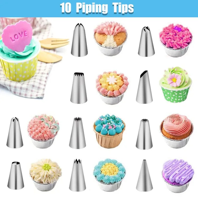 Nifogo Reusable Piping Bag Kit With Icing Tips Set