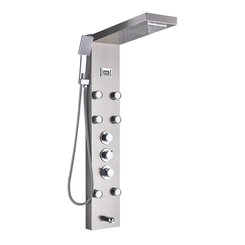 Shinesia LED Shower Panel With Massage Jets And Rainfall Faucet