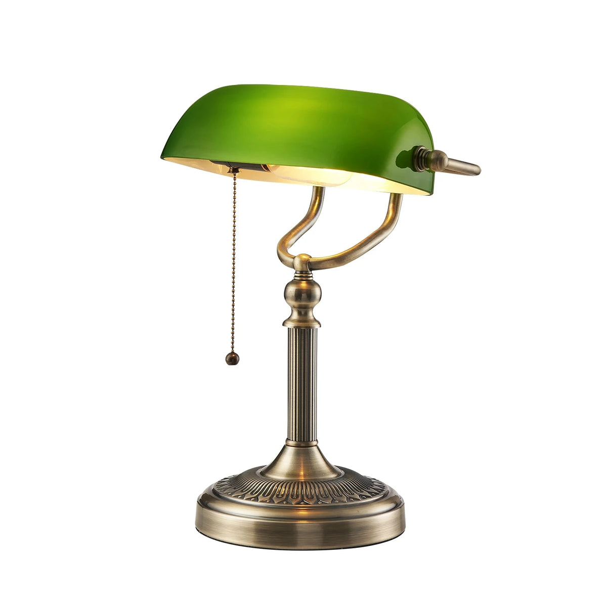 Green glass banker lamp table lamp with Chian switch E27/E26 Desk Lamp