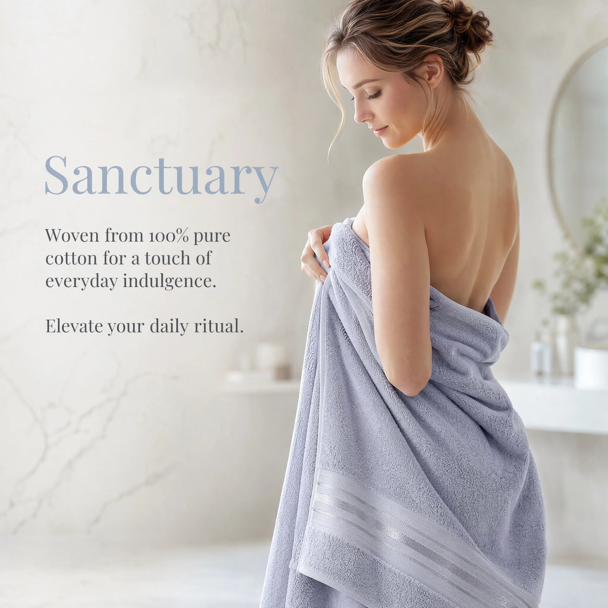 Luxury Turkish Cotton Bathroom Towel Set With Washcloths