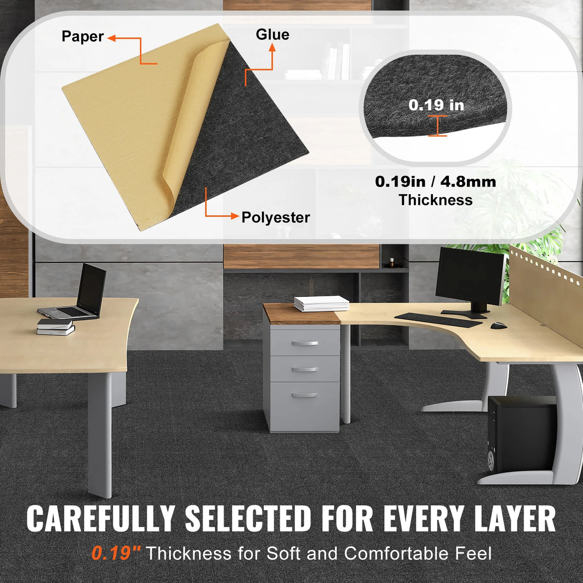 SucceBuy Peel And Stick Padded Carpet Tiles For Indoor Floors