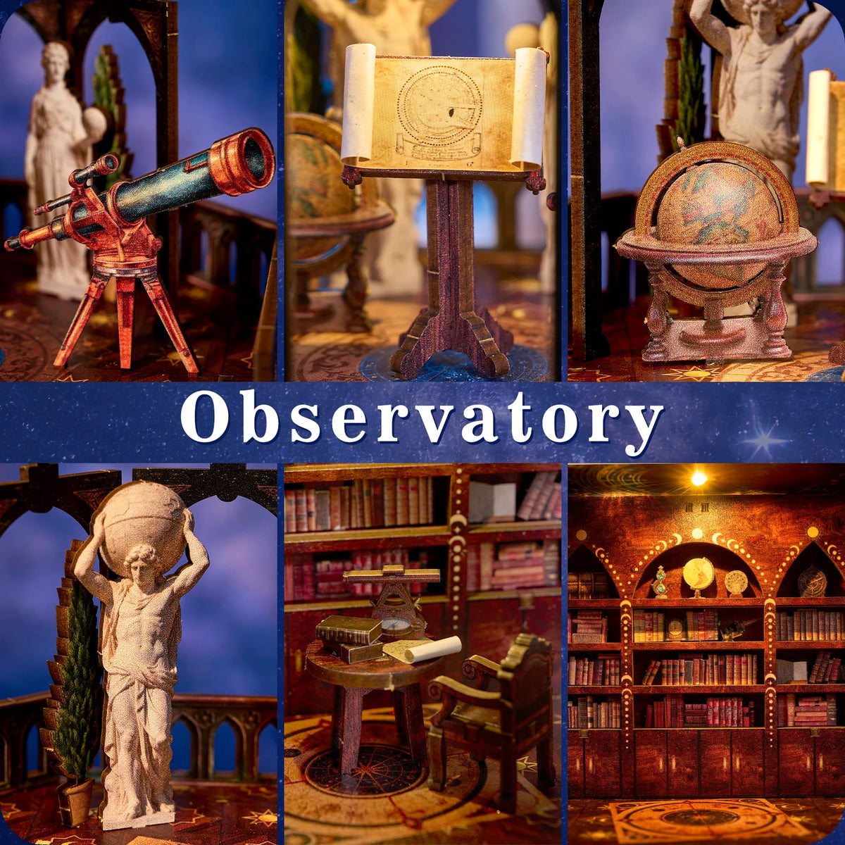DIY Wooden Observatory Book Nook Kit for Bookshelf Decoration