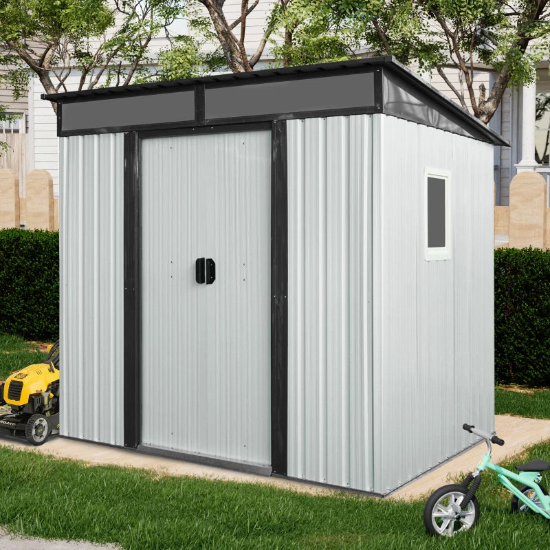 Outdoor Metal Storage Shed with Window for Garden Tool Storage