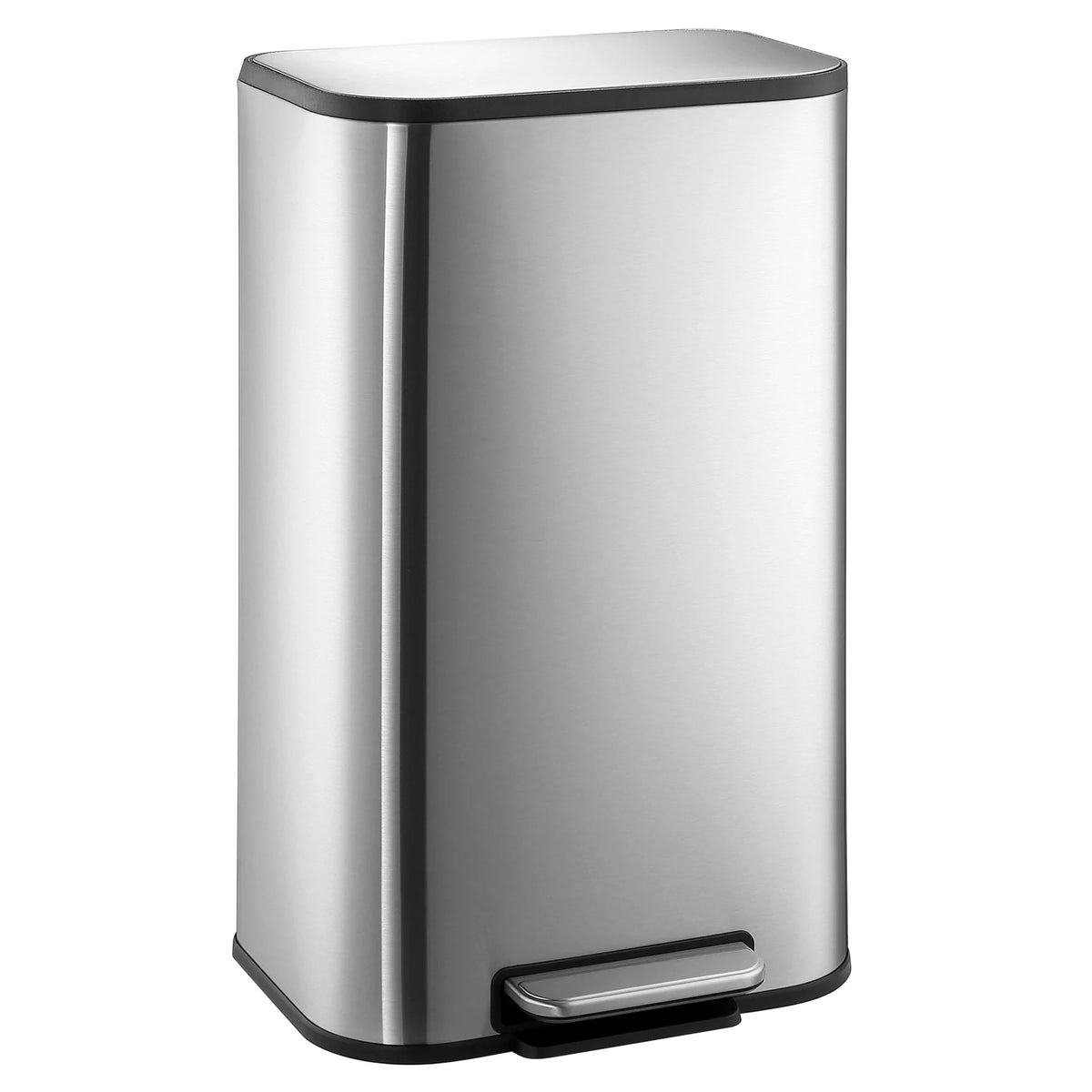 20/50L Stainless Steel Kitchen Trash Can Soft-Close Lid - Removable Inner Bucket Hands-Free Step Pedal,Rectangular Wastebasket for Kitchen, Office, Bathroom, Bedroom