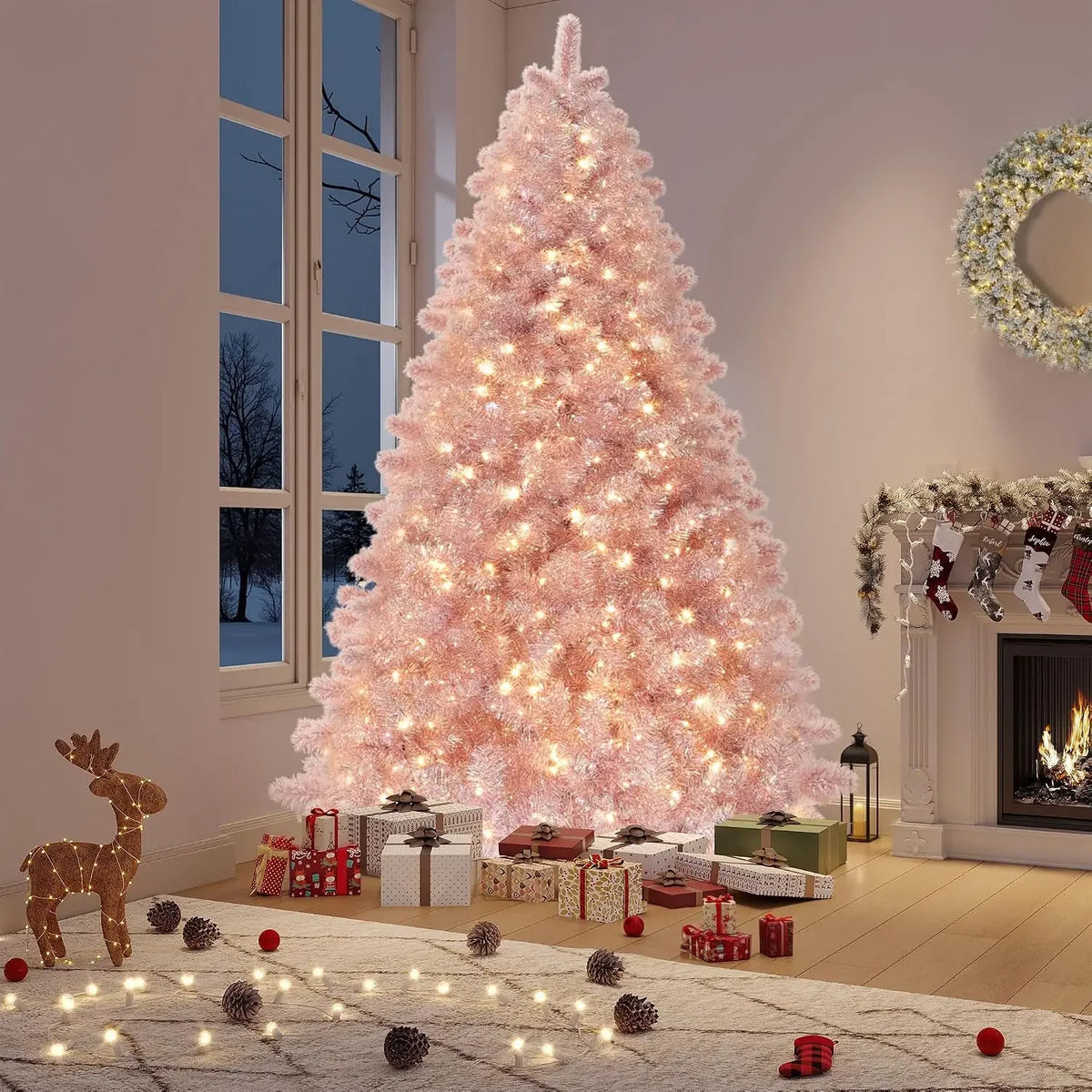 Garvee Prelit Artificial Christmas Tree With Warm White LED Lights