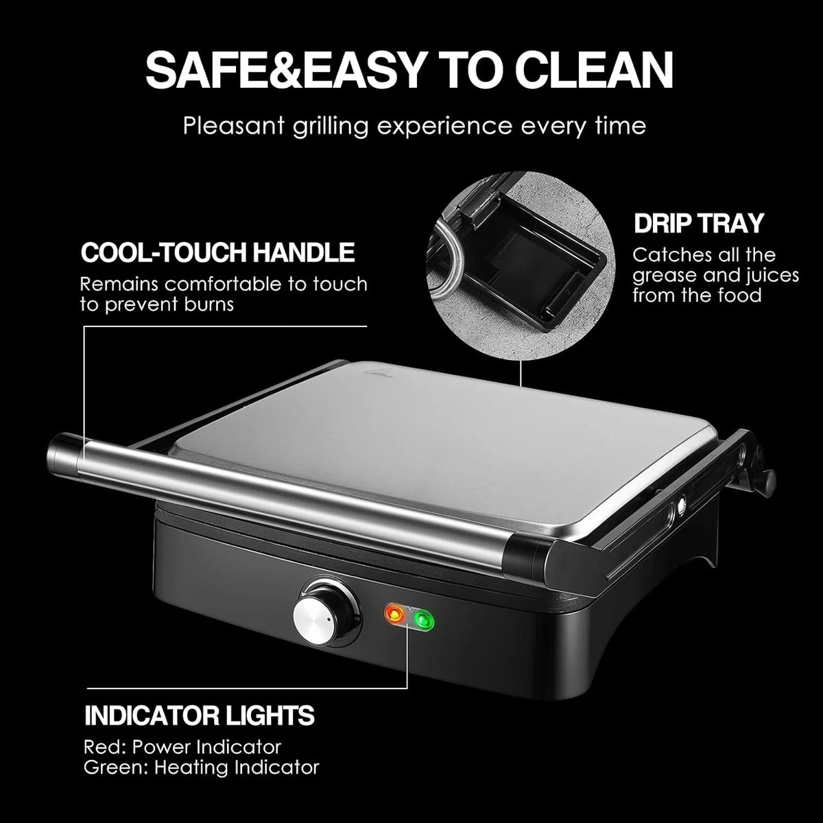 OSTBA Panini Press Grill With Nonstick Sandwich Plates