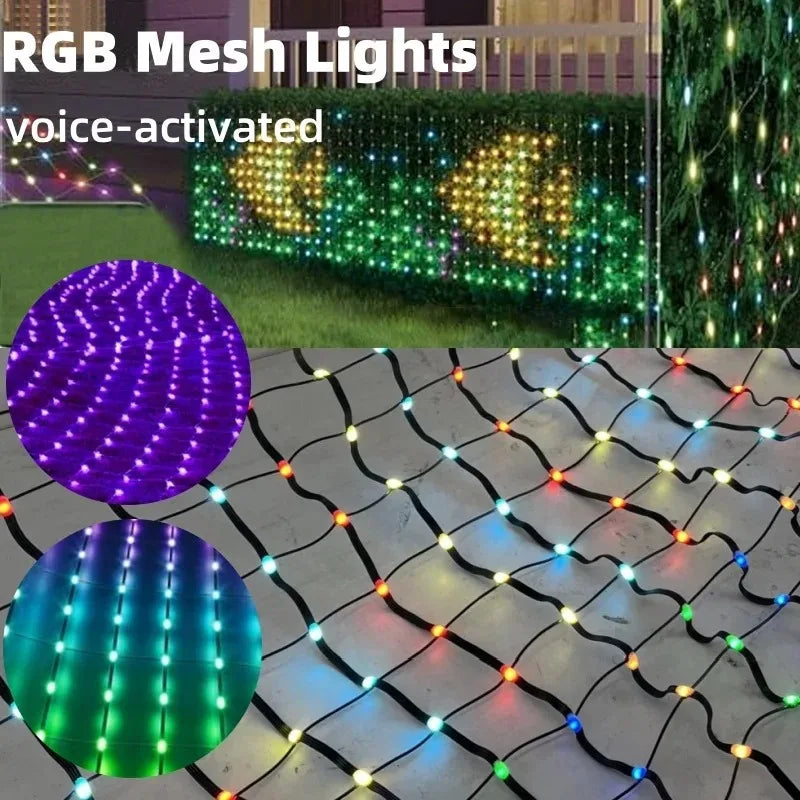 Bhony Waterproof Smart RGBIC Outdoor Net Lights with App Control