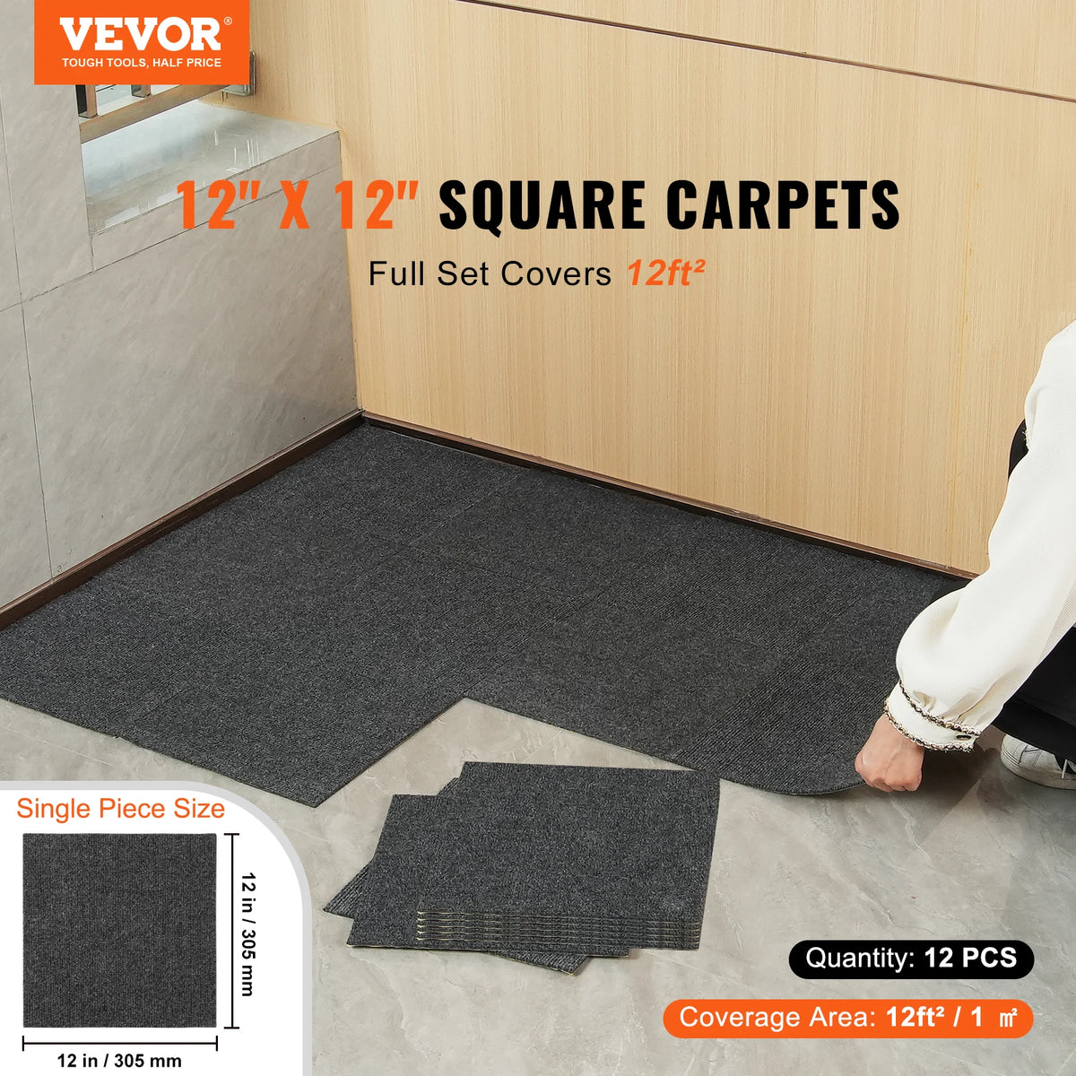 SucceBuy Peel And Stick Padded Carpet Tiles For Indoor Floors