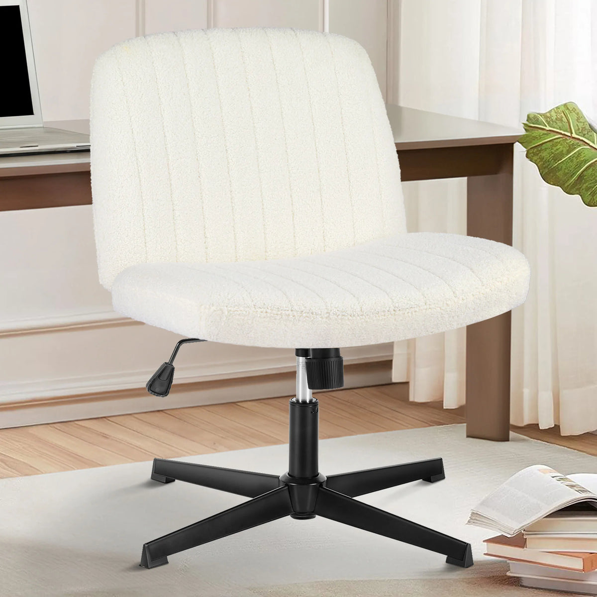 MCQ Ergonomic Armless Office Chair With Adjustable Height Padded Backrest
