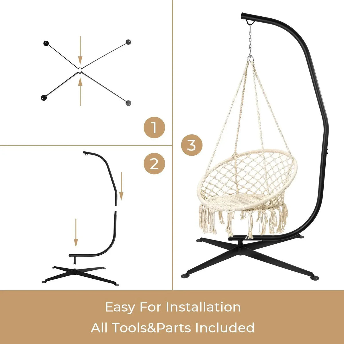 Homfa Heavy Duty Hanging Chair Hammock Stand for Outdoor Use