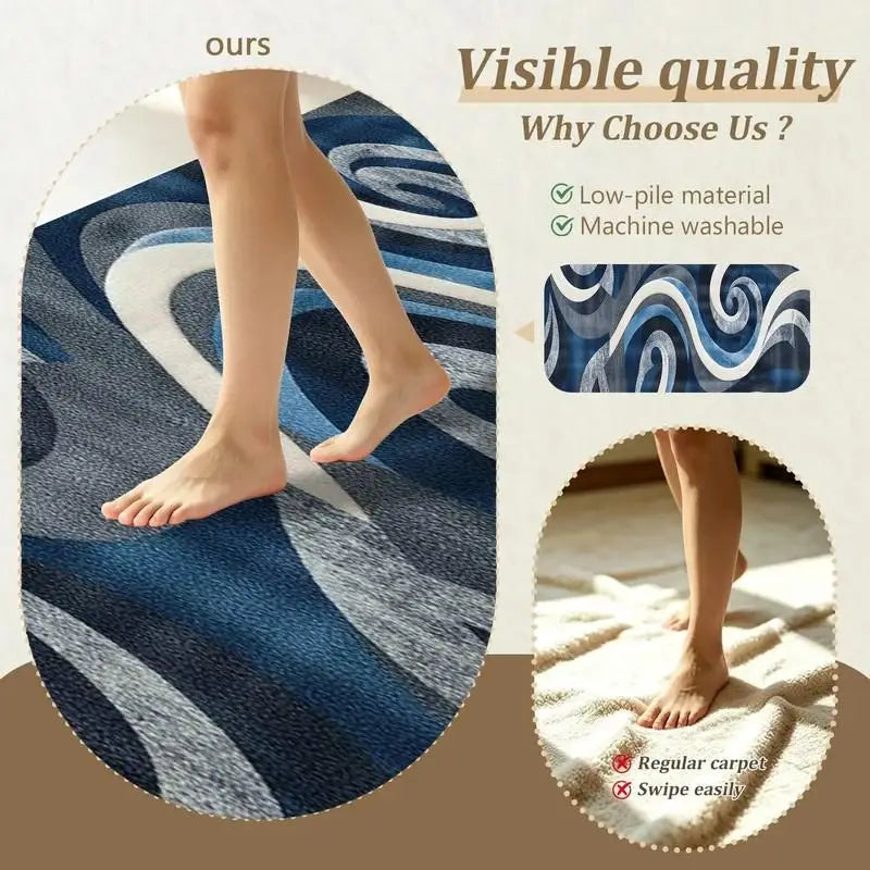 Abstract Wave Swirl Pattern Area Rug for Living Room Flooring