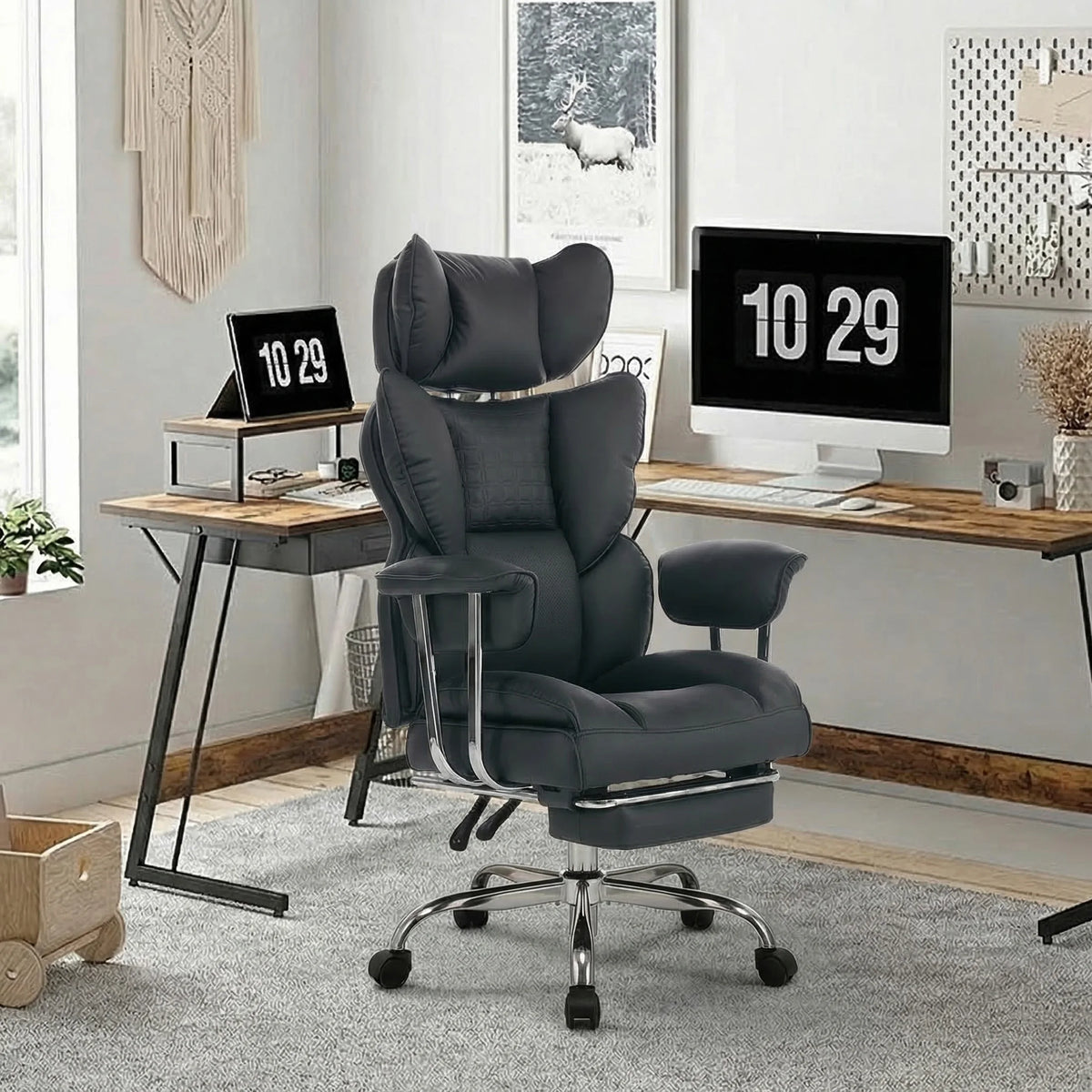 JHK Ergonomic Reclining Office Chair With Footrest And Adjustable Height