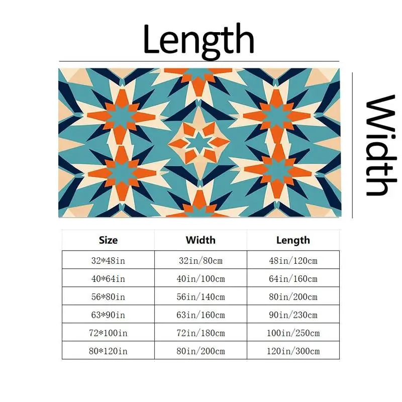 Boho Star Geometric Carpet Flooring, Southwestern Tribal Style Area Rug for Living Room Bedroom Home Decor