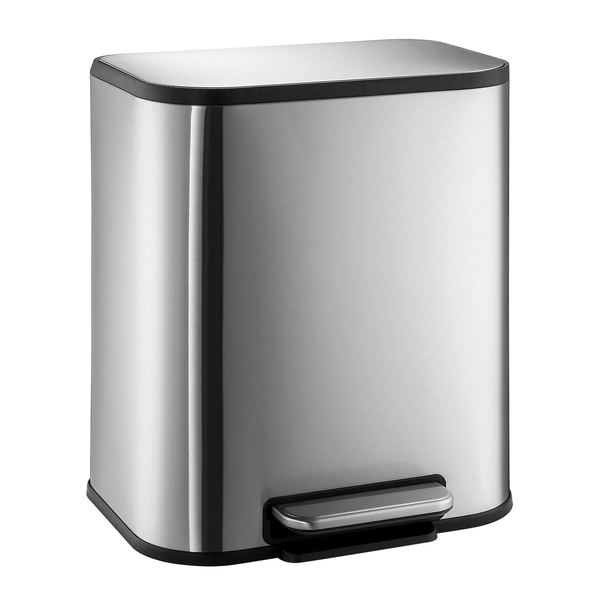 20/50L Stainless Steel Kitchen Trash Can Soft-Close Lid - Removable Inner Bucket Hands-Free Step Pedal,Rectangular Wastebasket for Kitchen, Office, Bathroom, Bedroom