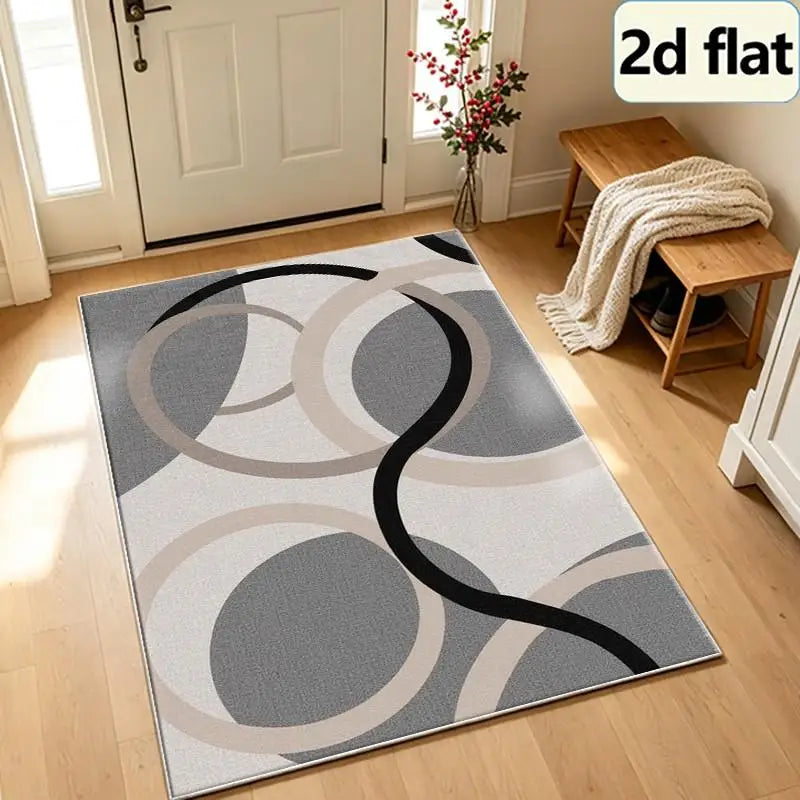 Abstract Curve Ring Pattern Area Rug For Living Room Office