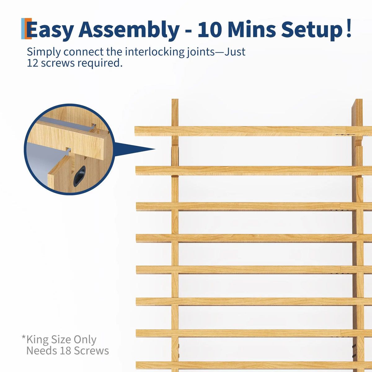 HiMISS Wood Platform Bed Frame Without Headboard Box Spring Free