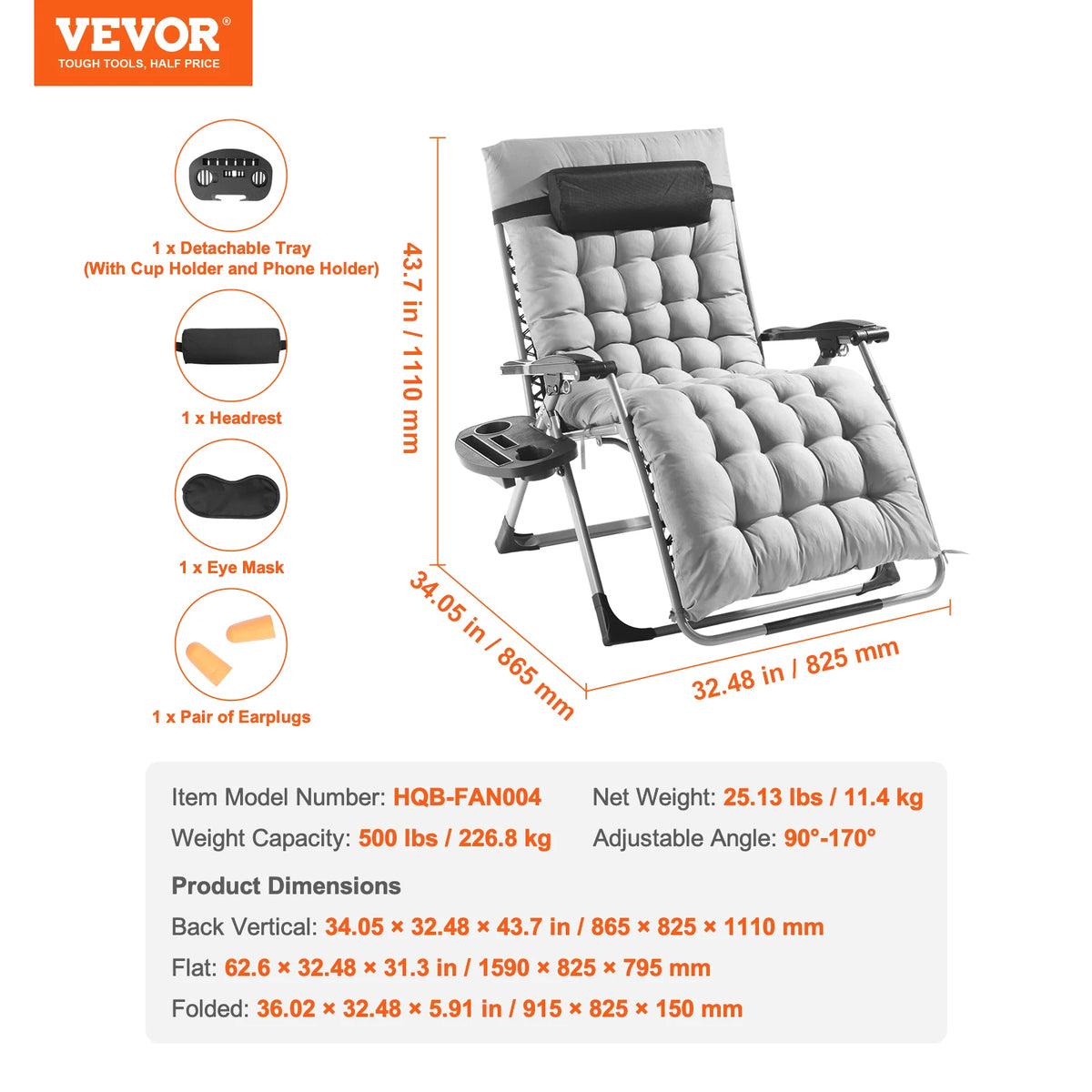 SucceBuy Zero Gravity Recliner with Cushion Footrest and Cupholder