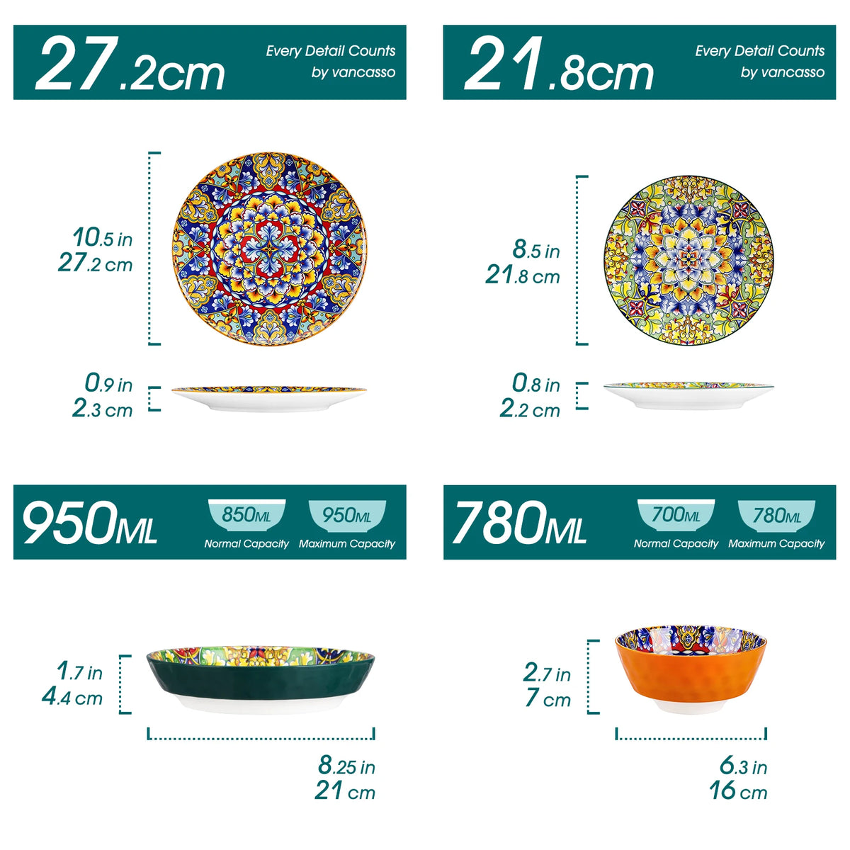 MALACASA Ceramic Dinnerware Set with Plates and Assorted Bowls