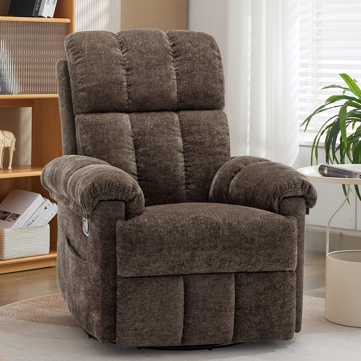 KORSER Swivel Rocker Recliner Chair with Side Pockets