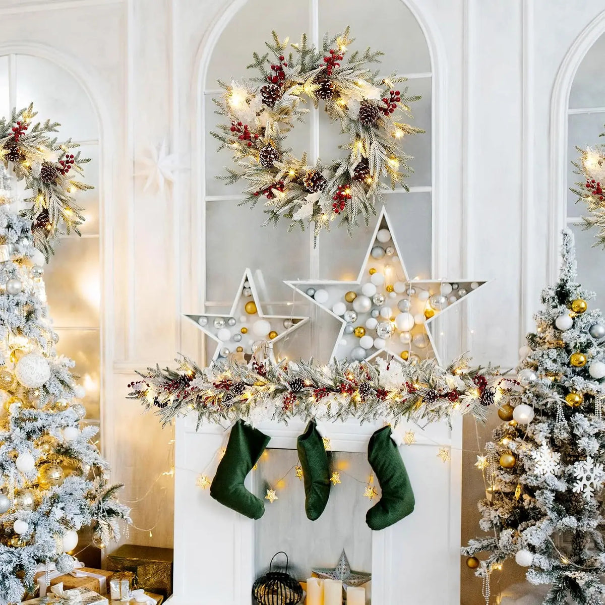 Garvee Prelit Christmas Garland With LED Lights And Lighting Modes