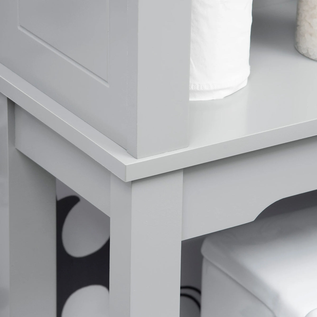 Kleankin Modern over the Toilet Storage Cabinet, Double Door Bathroom Organizer with Inner Adjustable Shelf and Open Shelf, Grey